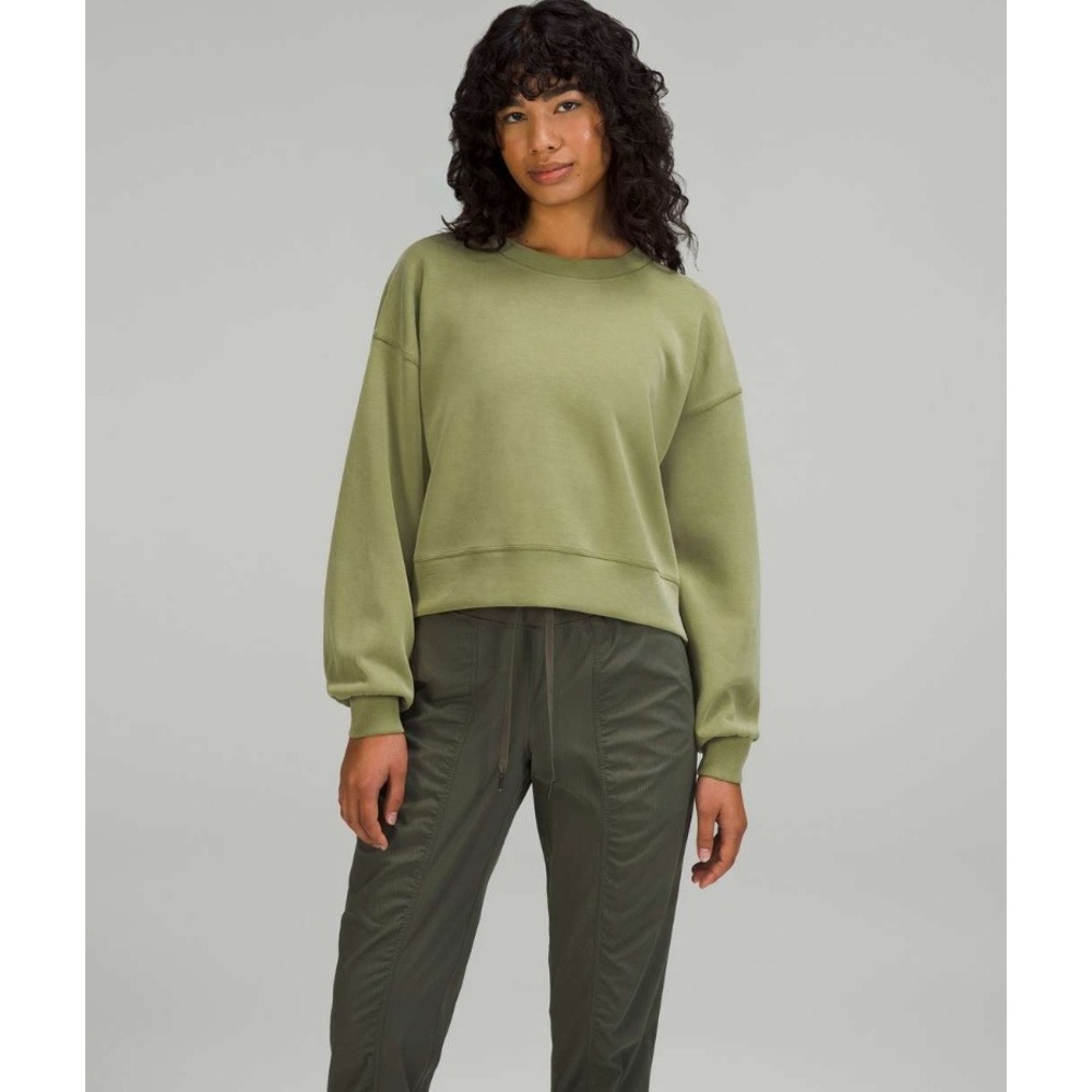 Lululemon Perfectly Oversized‎ Cropped Crew Softstreme Bronze Green LW3EZLS 12